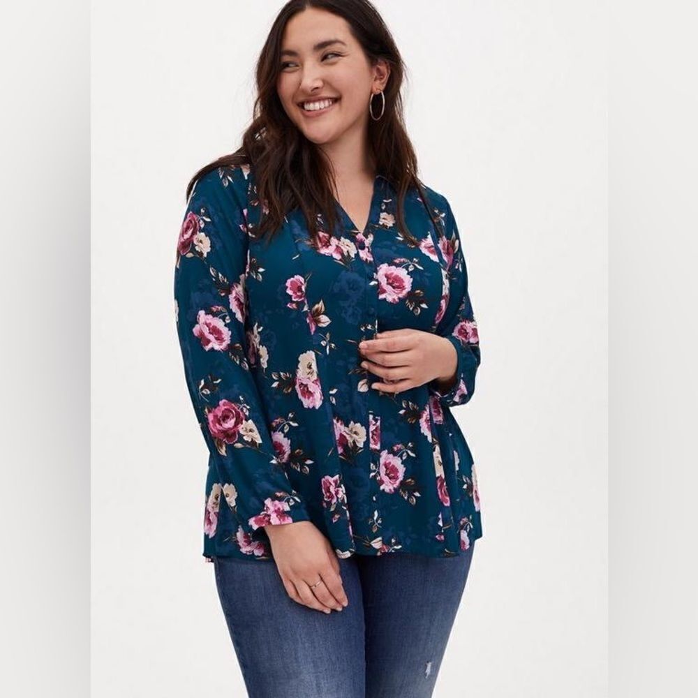 Torrid Fit & Flare Georgette Floral Print Blouse
